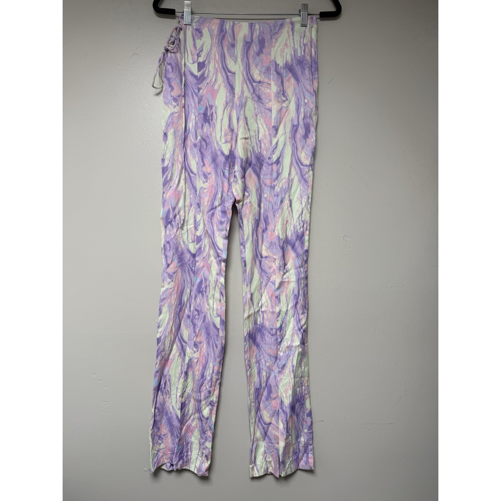 Zara Pants Women's Size M Swirl Print High Waisted Flare Leg Made In Turkey